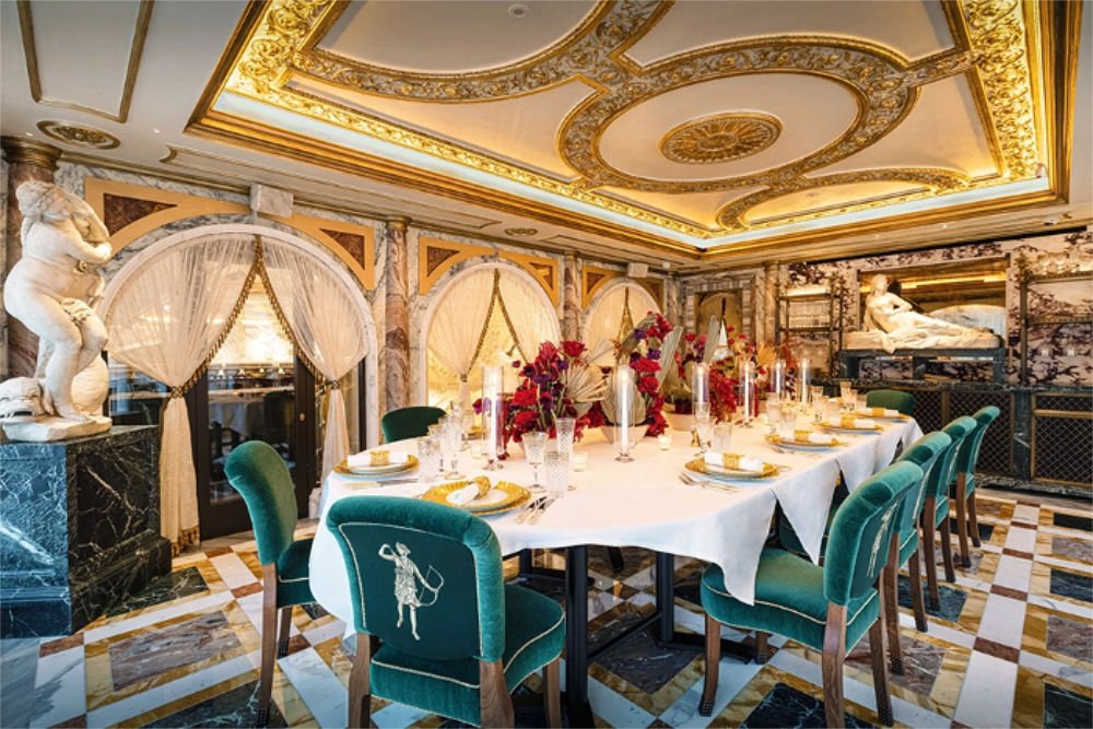 Private dinner in the exquisite Artemis Dining Room at Bacchanalia, Mayfair, London